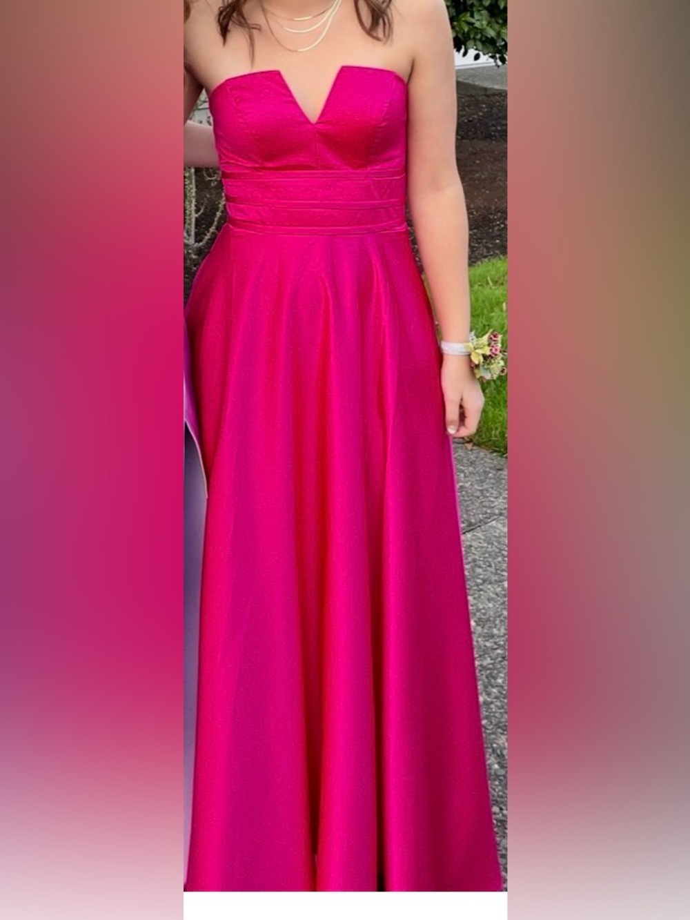 Women’s  Strapless Fuchsia Satin formal dress size 4
